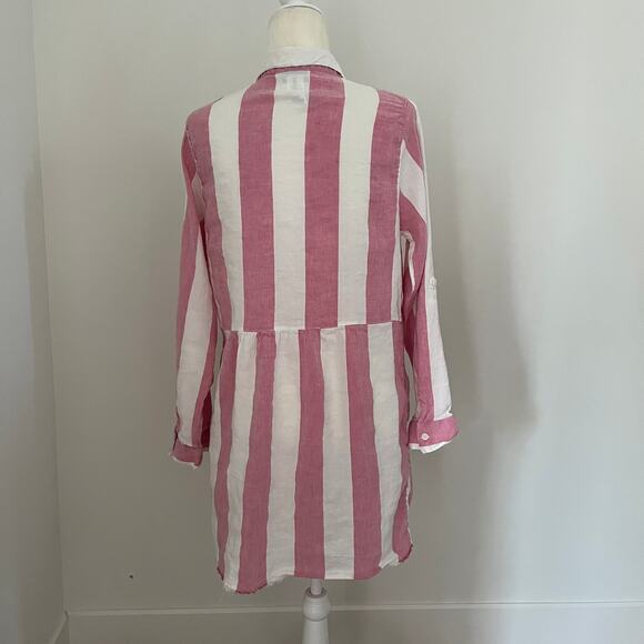 Tommy Bahama Rugby Beach Stripe Boyfriend Shirt Coral Coast Swim Coverup Large - Picture 5 of 9